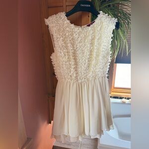 Ted Baker Cream Textured Bodice Mini Dress